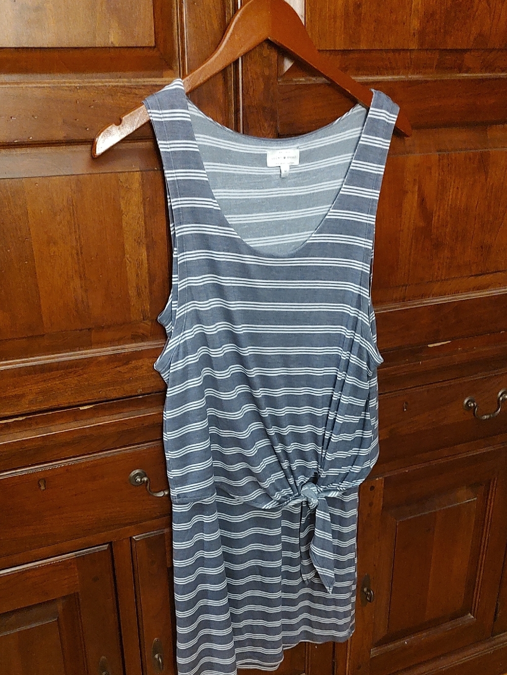 Lucky Brand Navy & White Striped Tie-Front Tank Dress